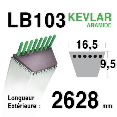 Courroie lb103 - 16,5 mm x 2628 mm