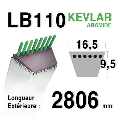 Courroie lb110 - 16,5 mm x 2806 mm