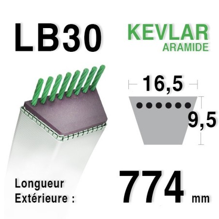 Courroie lb30 - 16,5 mm x 774 mm