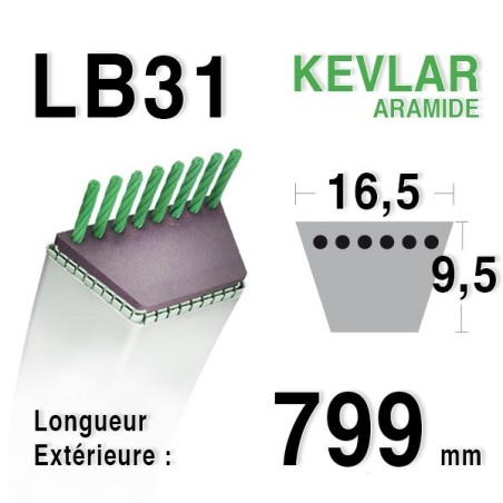 Courroie lb31 - 16,5 mm x 799 mm