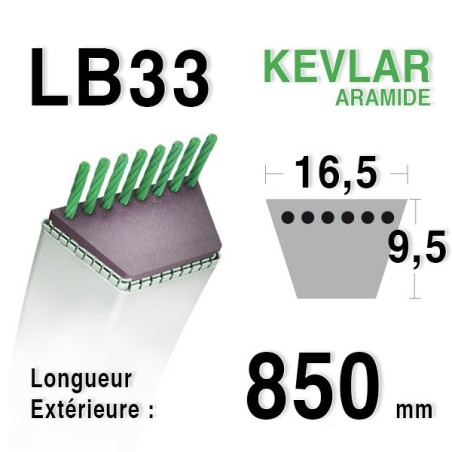 Courroie lb33 - 16,5 mm x 850 mm