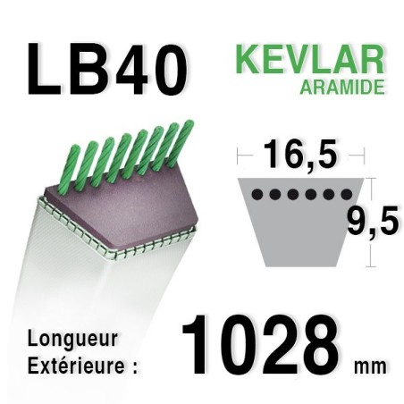 Courroie lb40 - 16,5 mm x 1028 mm