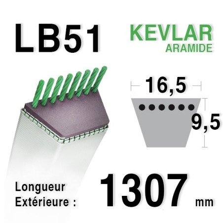 Courroie lb51 - 16,5 mm x 1307 mm