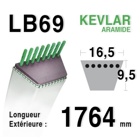 Courroie lb69 - 16,5 mm x 1764 mm