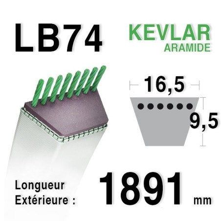 Courroie lb74 - 16,5 mm x 1891 mm