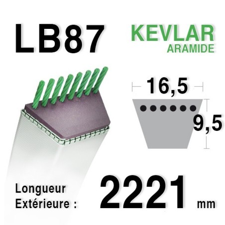 Courroie lb87 - 16,5 mm x 2221 mm