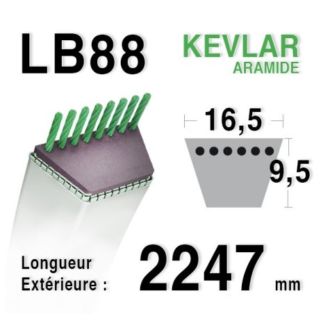 Courroie lb88 - 16,5 mm x 2247 mm