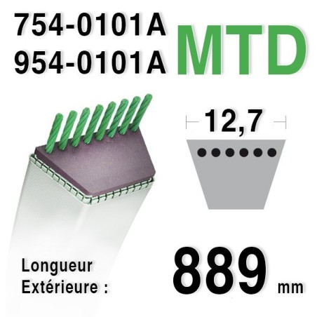 Courroie tondeuse autoportée CUB CADET - BOLENS - MTD 754-0101a - 954-0101a