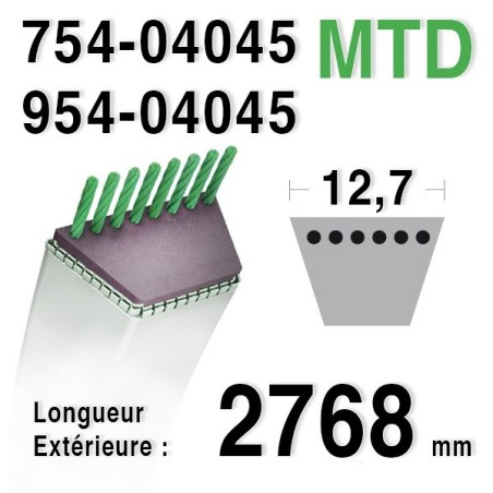 Courroie tondeuse autoportée MTD 754-04045 - 954-04045 - 75404045 - 95404045