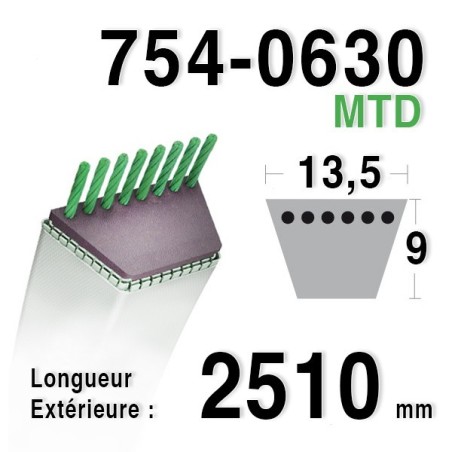 Courroie tondeuse autoportée MTD 754-0630 - 754-0630a - 954-0630