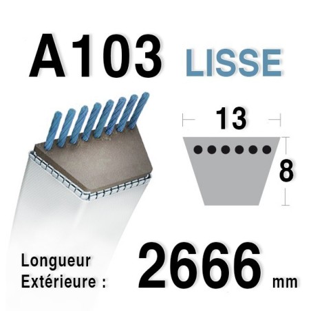 Courroie spécifique MOTOSTANDARD 754114/90-47 - 75141 YARDMAN - MTD 7540125a GUTBROD - a103