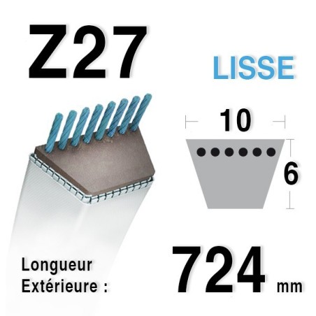 Courroie Z27 - 10 mm x 724 mm