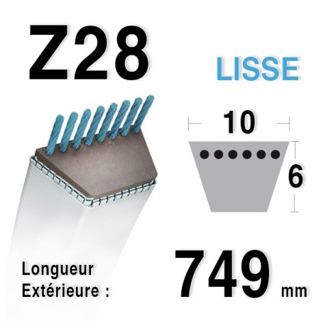 Courroie Z28 - 10 mmx749mm - 531207119