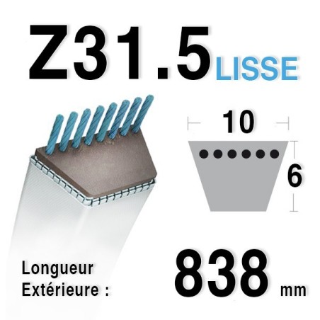 Courroie Z31,5 - 10 mm x 838 mm