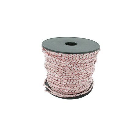 Corde lanceur polyamide blanche avec liseré rouge - Longueur 100 m - Diamètre 4 mm