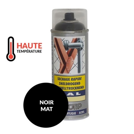 Peinture spéciale motoculture couleur NOIR MAT Haute Température - Aérosol 400ml