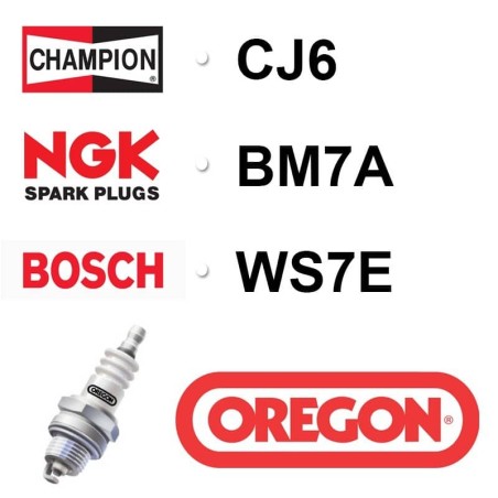 Bougie OREGON - CHAMPION cj6 NGK bm7a BOSCH ws7e