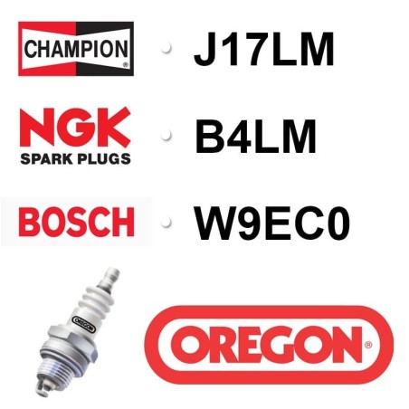 Bougie OREGON - CHAMPION j17lm NGK b4lm BOSCH w9ec0