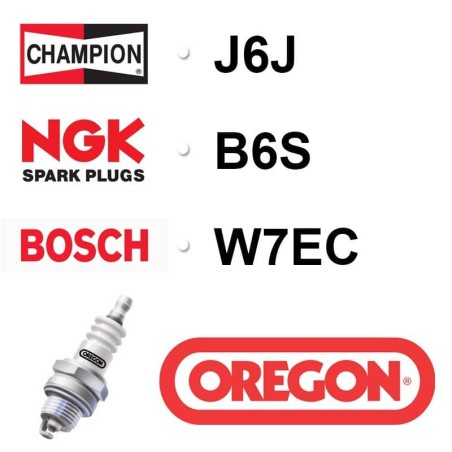 Bougie OREGON - CHAMPION j6j NGK b6s BOSCH w7ec