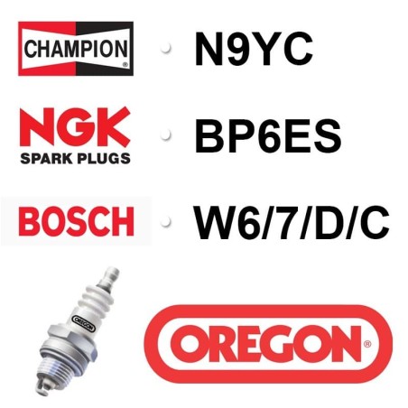 Bougie OREGON - CHAMPION n9yc NGK bp6es BOSCH w6-7-d-c