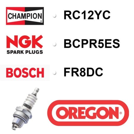 Bougie OREGON - CHAMPION rc12yc NGK bcpr5es BOSCH fr8dc