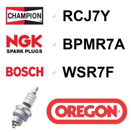 Bougie OREGON - CHAMPION rcj7y NGK bpmr7a BOSCH wsr7f