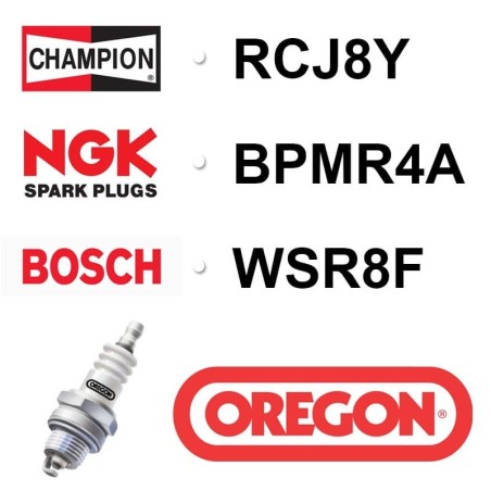 Bougie OREGON - CHAMPION rcj8y NGK bpmr4a BOSCH wsr8f