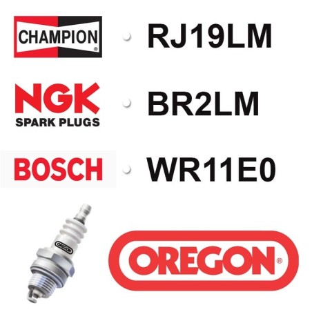 Bougie OREGON - CHAMPION rj19lm NGK br2lm BOSCH wr11e0