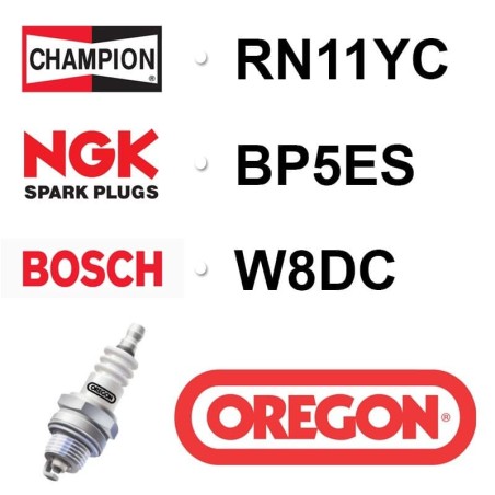 Bougie OREGON - CHAMPION rn11yc NGK bp5es - bpr5es BOSCH w8dc