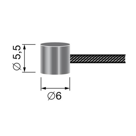 Câble souple à embout tonneau 6mm x 5,5 mm