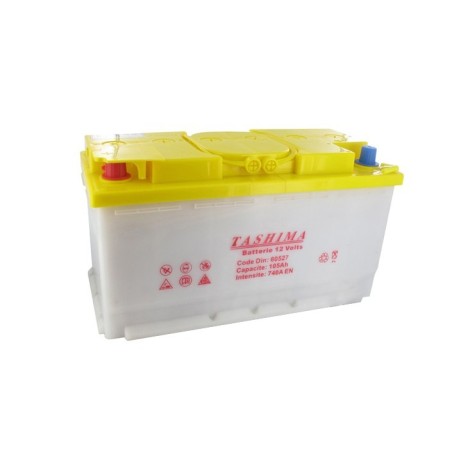 Batterie 12V 105A/H - borne + à gauche - TASHIMA pour modèles KUBOTA