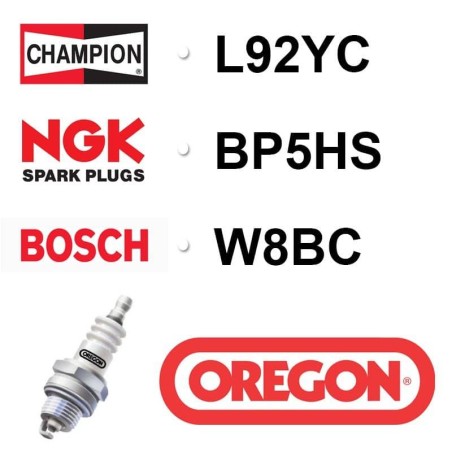 BOUGIE OREGON - CHAMPION L92YC - NGK BP5HS - BOSCH W8BC