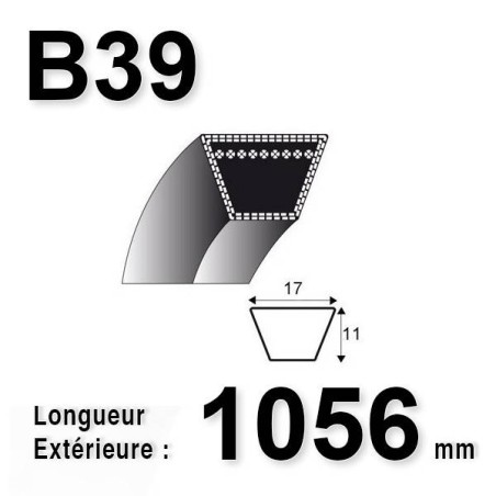 COURROIE B39 - TRAPÉZOIDALE 17 MM X 1056 MM