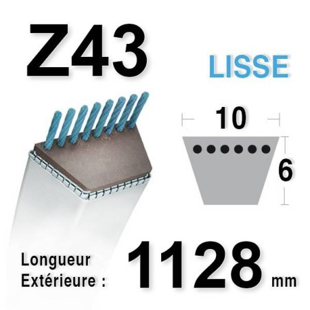 Courroie 10mm x 1128mm - Z43