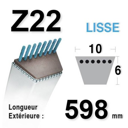 Courroie 10mm x 598mm - Z22