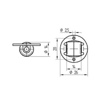 Roulettes en matière synthétique à platine de fixation TENTE 1298UOI014P80