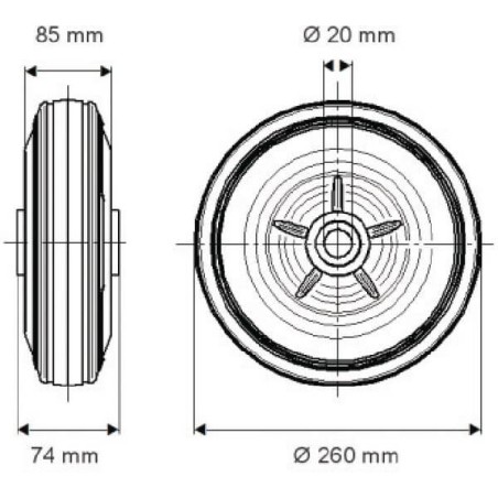 Roue 260mm TENTE PQR2608520