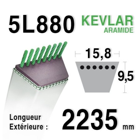 Courroie  5L880 - 5L88 SABO 29838 - a48083 MOREL 700136 HONDA 76182-758-720