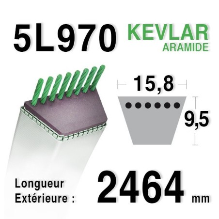 Courroie 5L970 MTD 7540479 - 75404087 - 7540492 MURRAY 321205 AYP - ROPER 174883