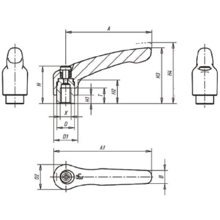 Levier de serrage M8 KIPP K01222081