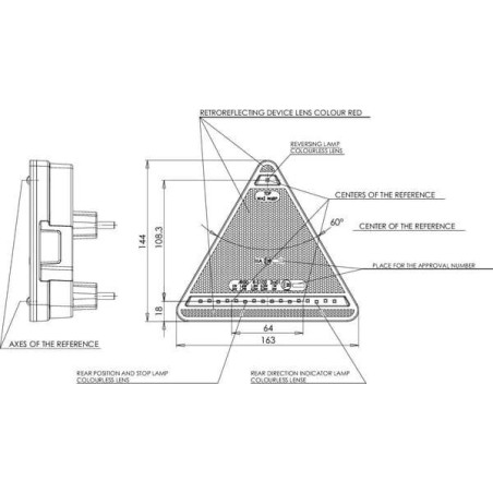 Feu arrière LED triangle droit 5 plots UNIVERSEL LA40050