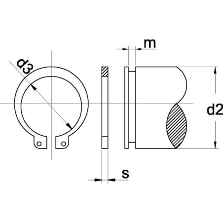 Circlip extérieur inoxydable 16mm UNIVERSEL 47116RVS