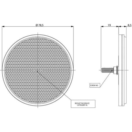 Catadioptre rond rouge diamètre 75mm tige filetée GOPART LA75021