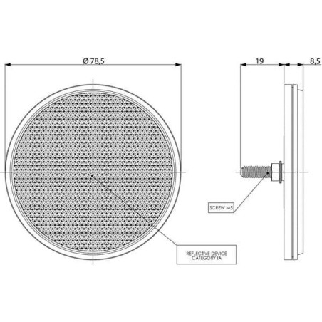 Catadioptre rond blanc diamètre 75mm tige filetée GOPART LA75019