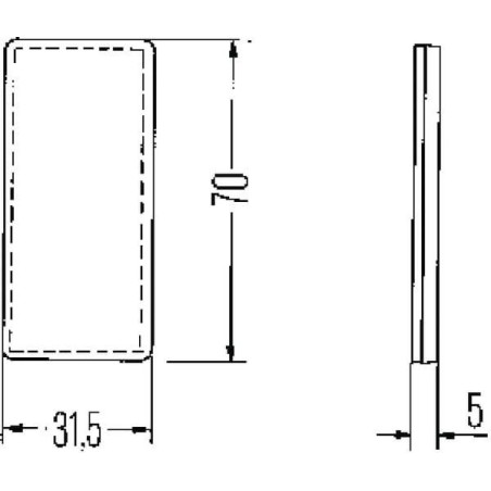 Catadioptre rectangle blanc 70x31,5mm autocollant HELLA 8RA004412011