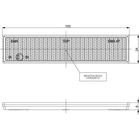 Catadioptre rectangle blanc 105x24mm GOPART LA75013