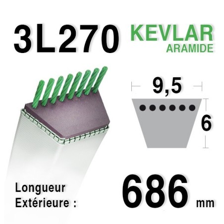 Courroie 3l27 - 9,5 mm x 686 mm 