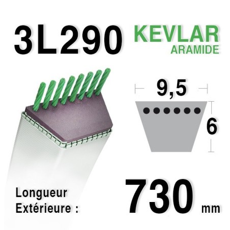 Courroie 3l29 - 9,5 mm x 730 mm 