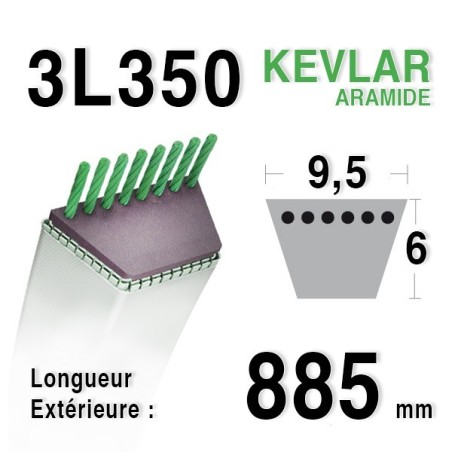 Courroie 3l35 - 9,5 mm x 885 mm 