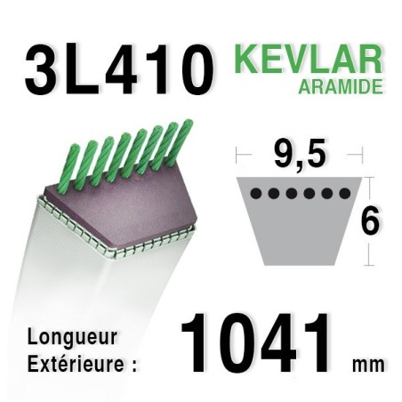 Courroie 3l41 - 9,5 mm x 1041 mm 